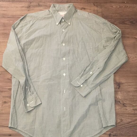 Vintage Banana Republic Green Sm Check LS shirt L - Picture 3 of 4